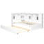 Lit de jour simple en bois avec tablettes de rangement, USB et lit gigogne, blanc