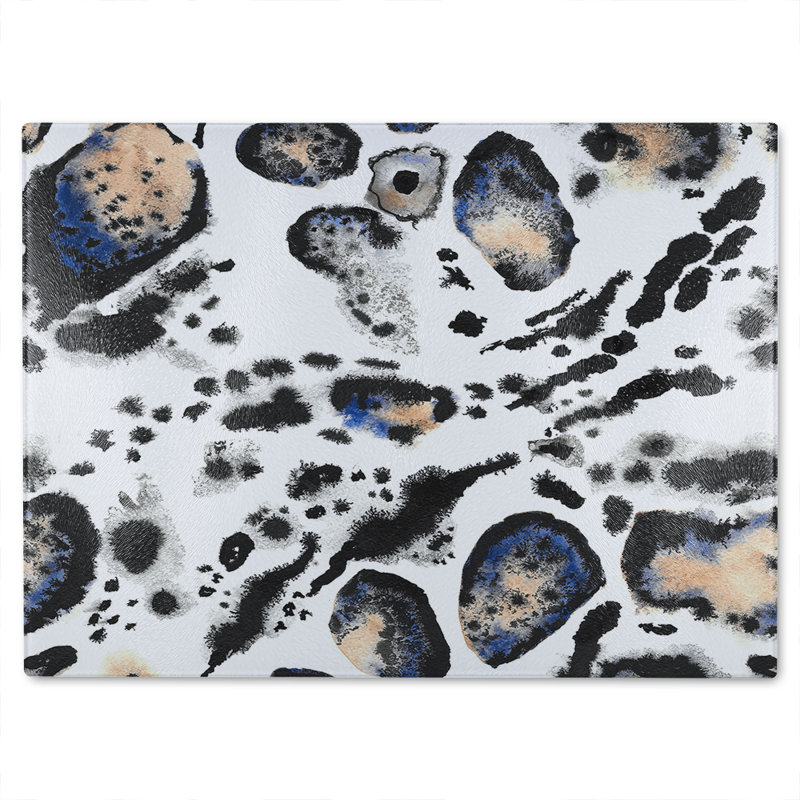 Leopard Print With Glass Chopping Board, 40cm L x 28cm W