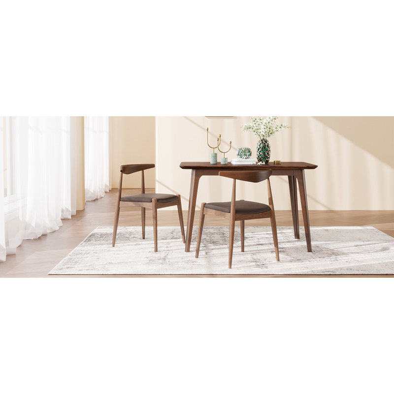 Ensemble de 2 chaises de salle à manger en bois d'hévéa, Brown