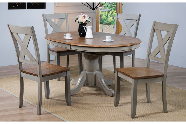Wonderly 5 - Piece Rubberwood Solid Wood Breakfast Nook Dining Set