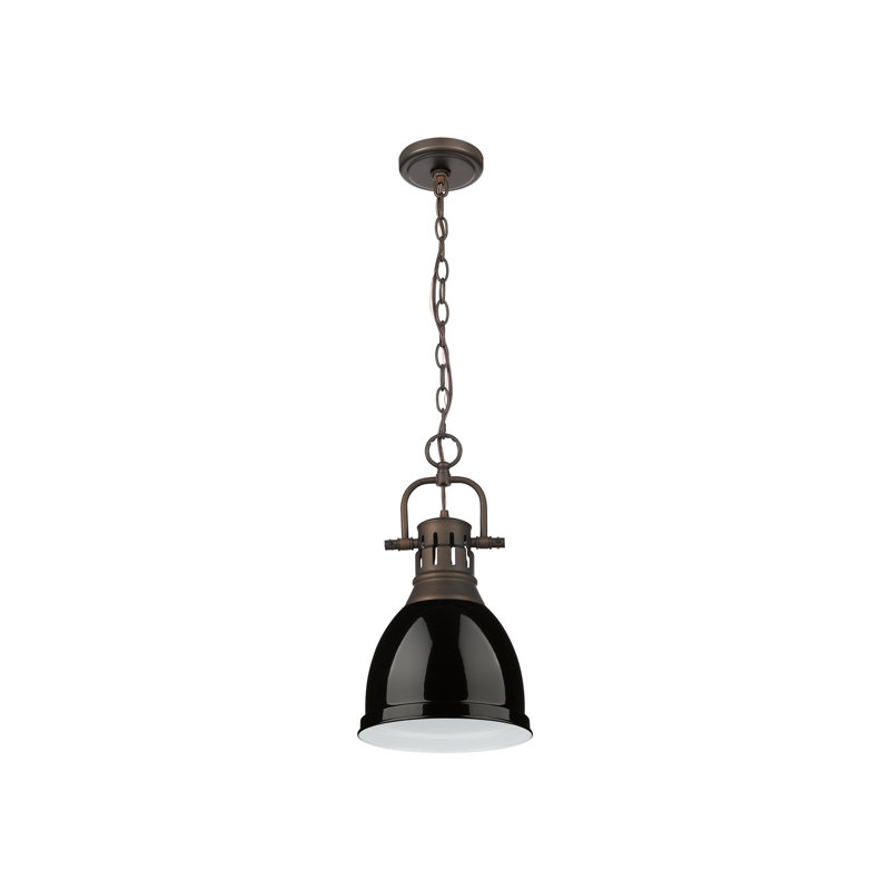Luminaire suspendu 1 lumière avec chaîne Aljona, Noir, noir, noir, noir, Bronze huilé, H 16,5 po x l 8,875 po x P 8,875 po
