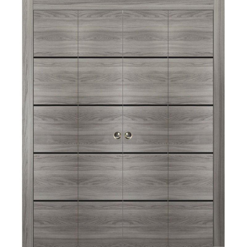 Porte pliante en bois massif massif, Frêne gingembre, 72 po x 96 po