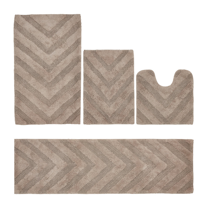 Hugo Premium 100% Cotton 2370 GSM 4-Piece Tufted Bath Rug Set with Non-Slip Spray Latex Backing, OEKO-TEX® Certified, Super Absorbent & Machine Washable, Beige