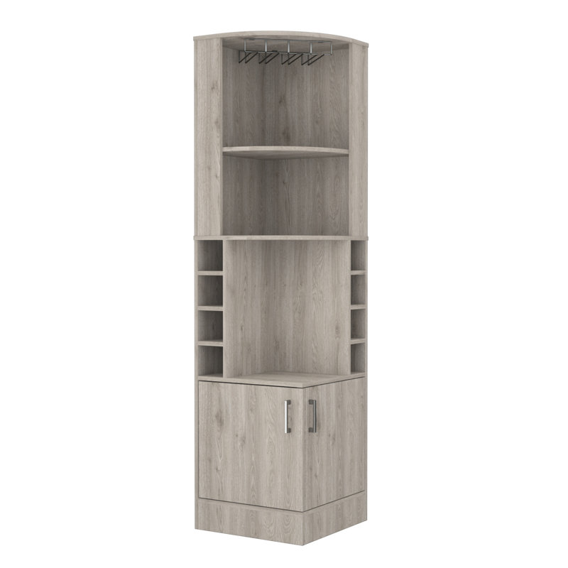 Armoire à vin Aun 8 capacités avec tablettes fonctionnelles, Gris clair