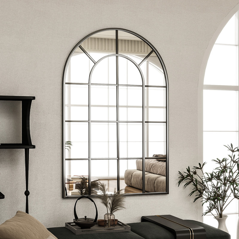 Aluminium Arch Mirror, 91.4cm x 61cm, Black