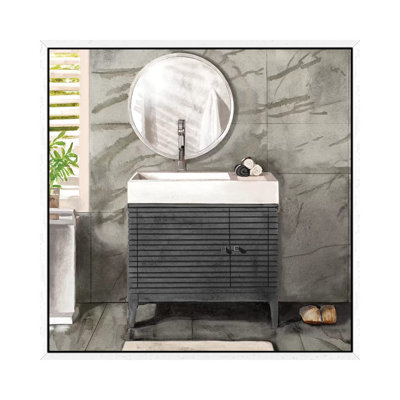 Marble Bath II Black And White by Bannarot - Painting on Canvas