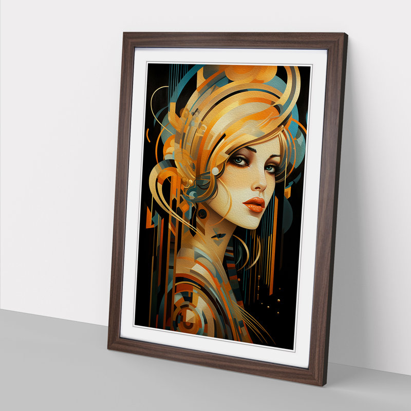Single Picture Frame Print on Wood, 64cm H x 46cm W, Walnut Framed