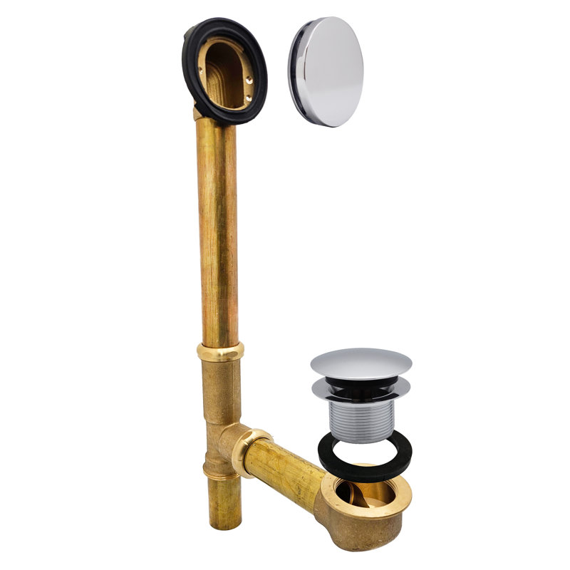 Ensemble de drain de baignoire 14 "en laiton calibre 14 avec un débordement sans trou, Chrome poli