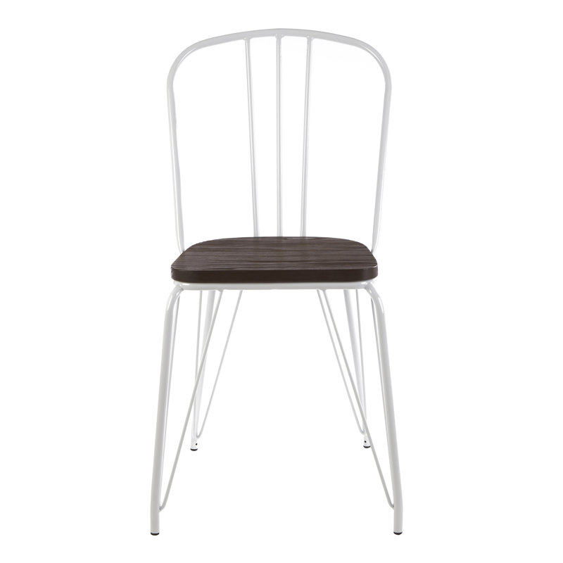 Latham 46cm H Slat Back Dining Chair, White/Dark Brown