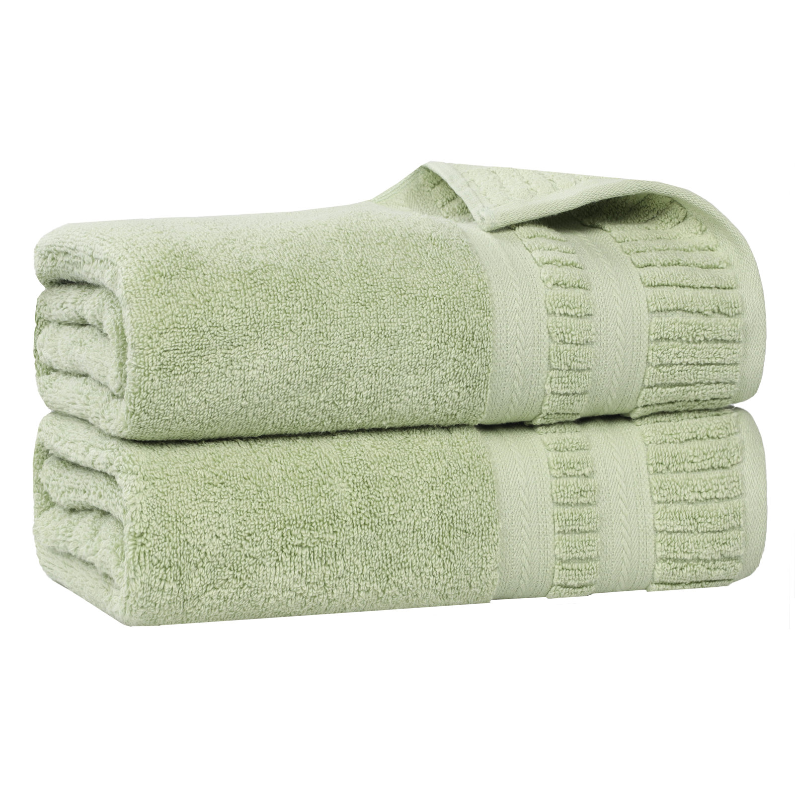 Zero-Twist Cotton Towel Set, Bath Sheets - 2 Pack, Green