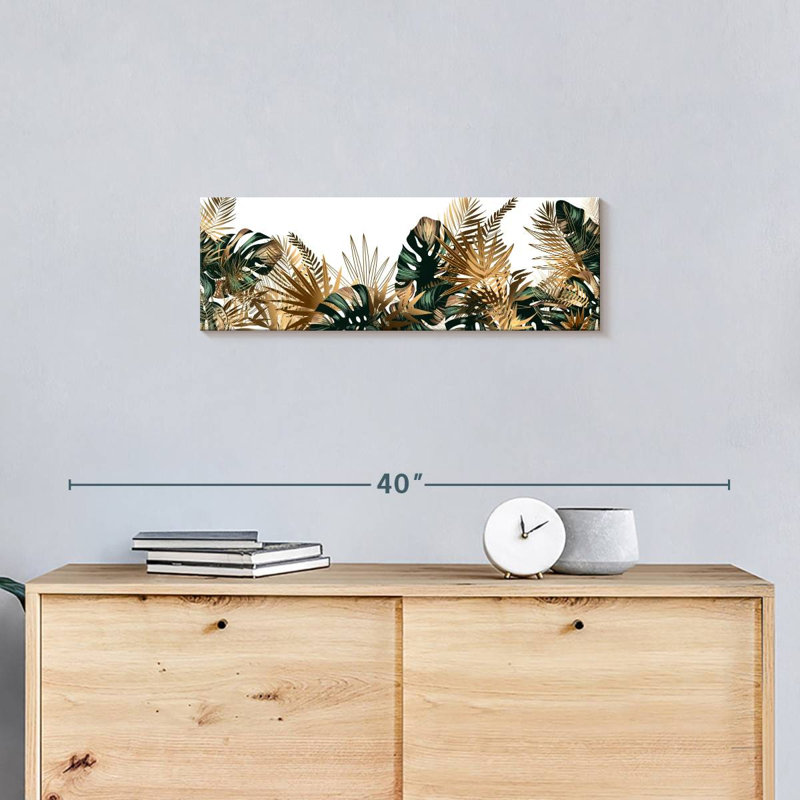 Posh Tropical Leaves sur impression sur toile, H 8 po x l 24 po x P 1 po