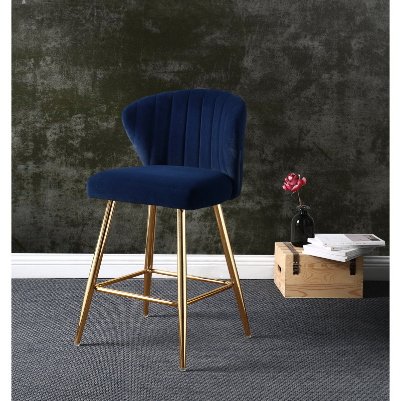 Chaise rembourrée bleu et or Rizgek