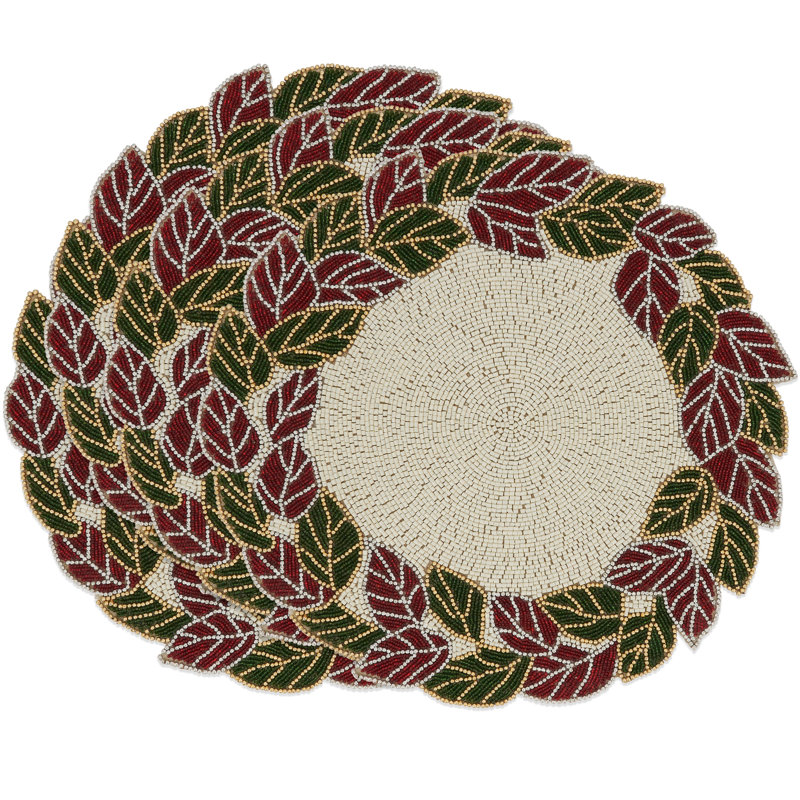 Nevin Collection Glass Bead No Pattern Round Placemat