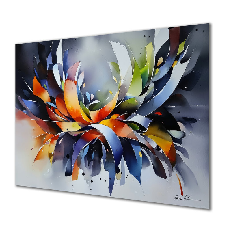 Multicolore encre céleste vortex II - art mural géométrique en métal, impression moderne sur métal