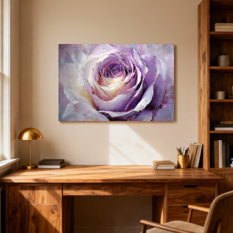 Plantes et fleurs, rose mauve, reproduction d'art sur toile Z251224084240944466, H 16 po x l 24 po