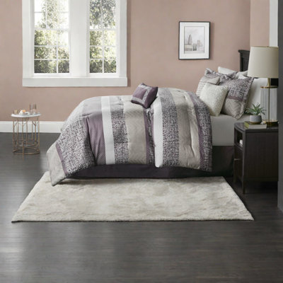Ensembles de literie en jacquard luxueux, élégance mauve en polyester pour la maison