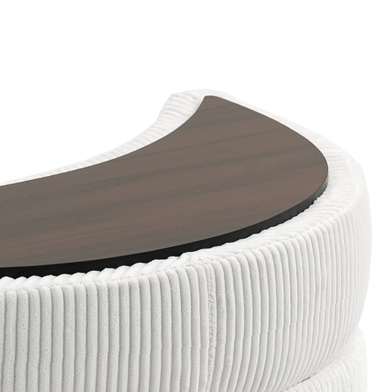 Repose-pieds demi-lune, Velours côtelé beige