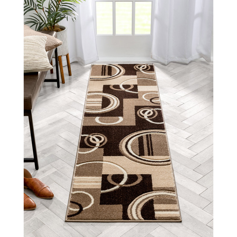 Shaliya Abstract Area Rug in Brown/Beige, Runner 2' x 7'