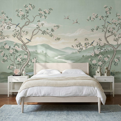 Muted Green Wallpaper Pastel Green Removable Sage Green Wall Decor
