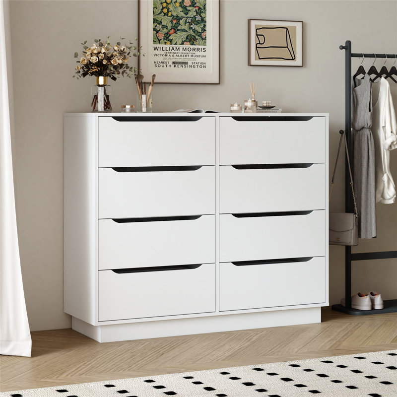 Commode de chambre à coucher avec 8 tiroirs, commode en bois pour chambre à coucher