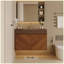 Meuble-lavabo mural moderne 30 po avec lavabo en céramique, finition chêne brun et portes à fermeture en douceur