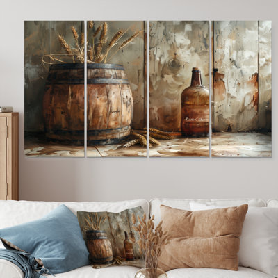 Floral Rustic Barrel Charm II - Rustic Wall Art Print Set