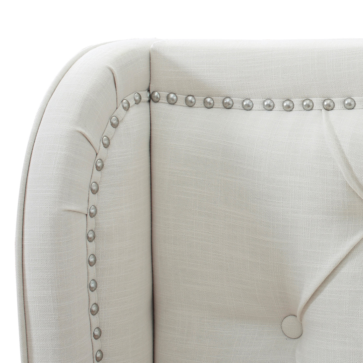 Coleman Upholstered Wingback Bed, Antique White Velvet, King