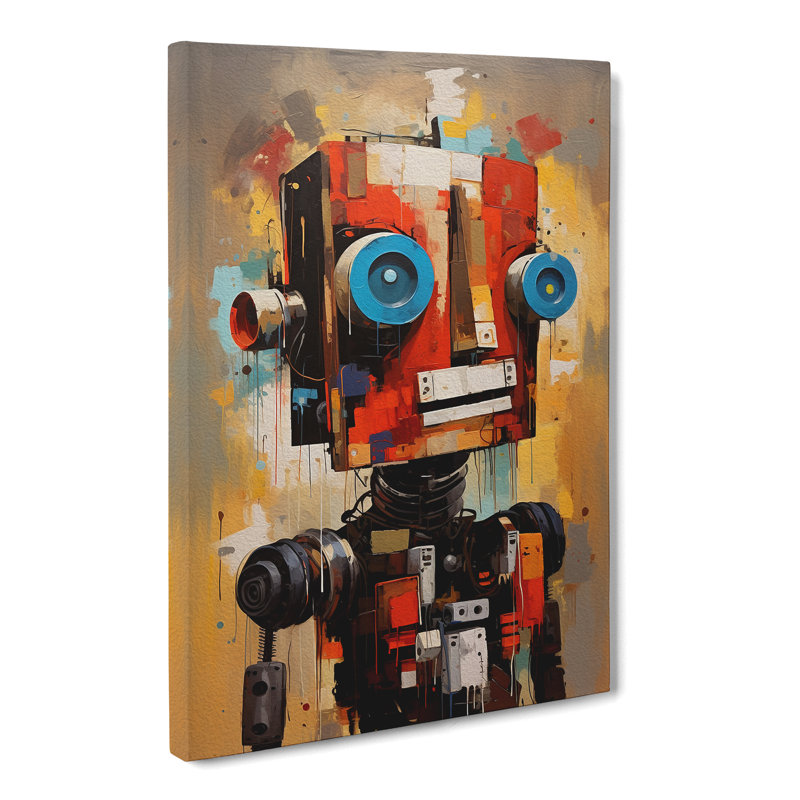 Robot Gestural Art - Wrapped Canvas, 60cm H x 40cm W x 3cm D