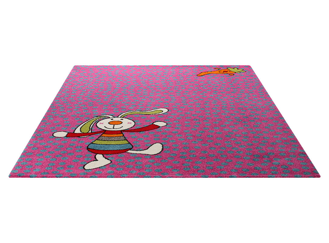 Rainbow Rabbit Pink Area Rug