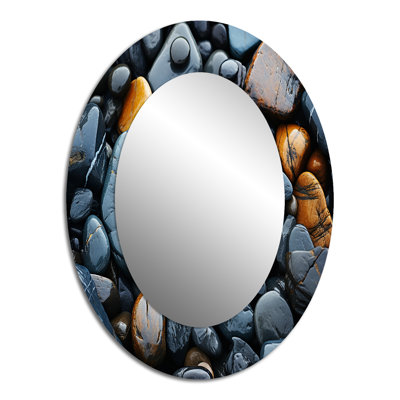 Rocky Beach Patterns II - Coastal Oval Decorative Mirror On Metal