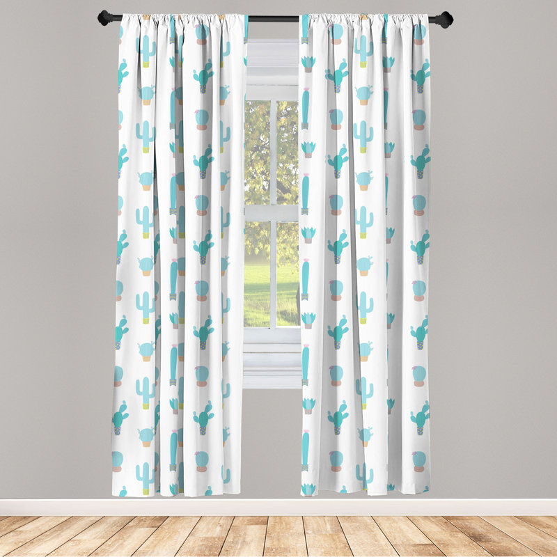Paire de rideaux semi-transparents avec passe-tringle Plants, 28 po x 95 po