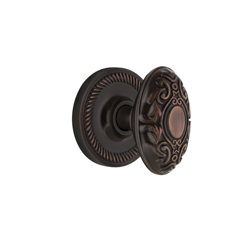 Rosette en corde avec bouton de porte victorien, Bronze intemporel