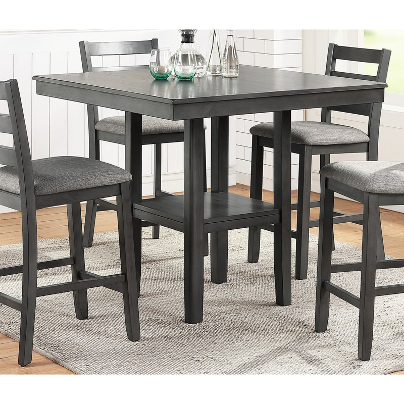 Table de salle à manger carrée classique avec finition grise et hauteur comptoir 5pc