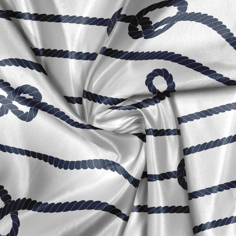 Rustic curtain, sea navy knot, navy blue and white