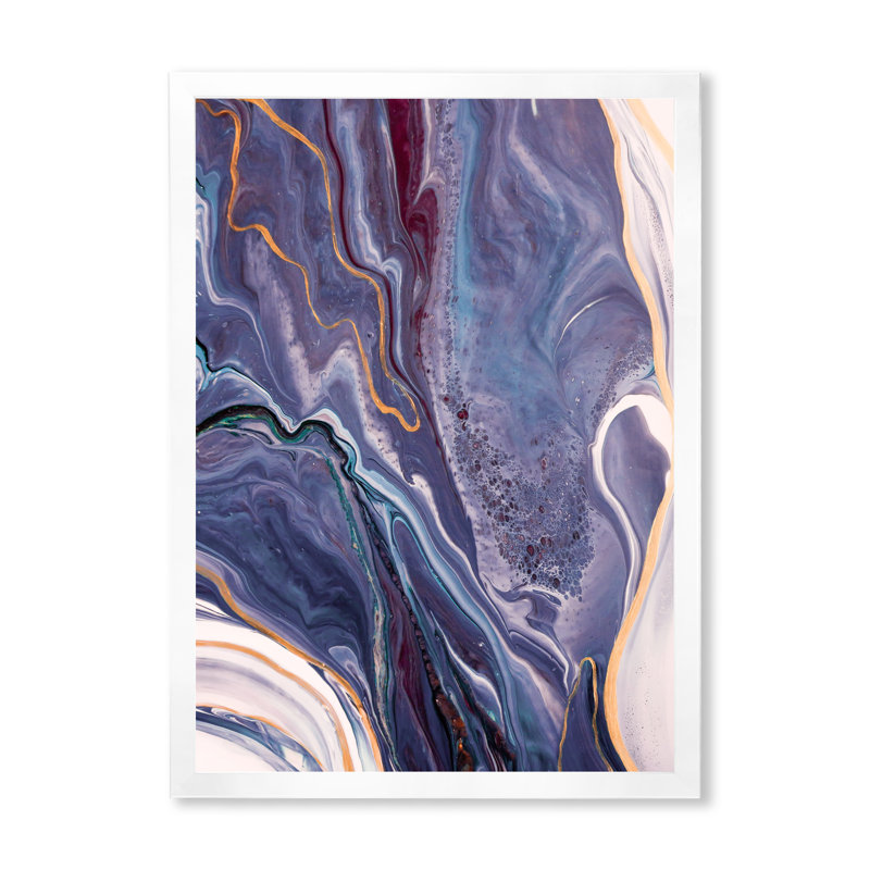 Reproduction d'art sur toile de luxe en marbre mauve luxueux, H 20 po x l 12 po x P 1 po, Cadre photo blanc
