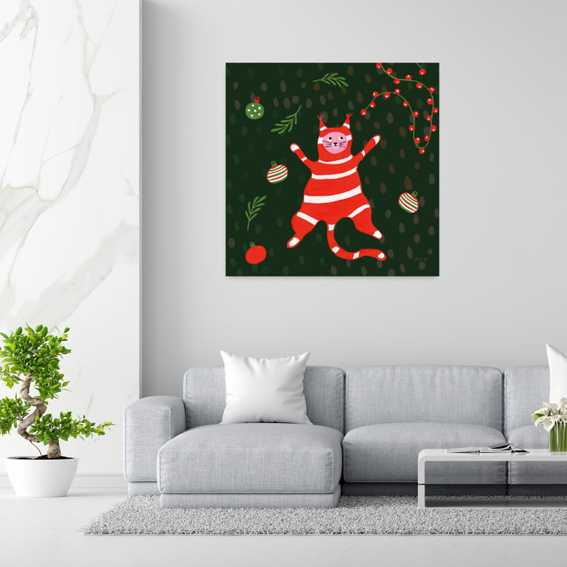 Art contemporain noir avec des animaux, H 48 po x l 48 po