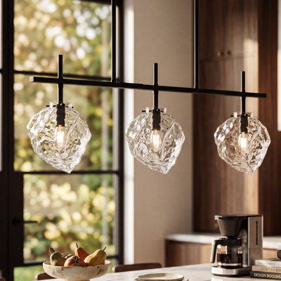 27-Inch 3-Light Pendant Light with Irregular Glass