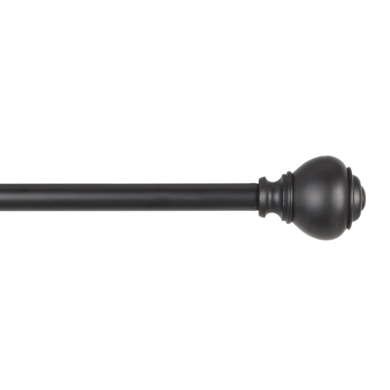 Adjustable Single Curtain Rod, 66" - 120", Black