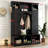 Modern All-In-One Farmhouse Hall Tree With Arched Design, Entryway Storage Bench With Dual Side Cabinets, Adjustable Shelves And 7 Hanging Hooks, Black-2077084820