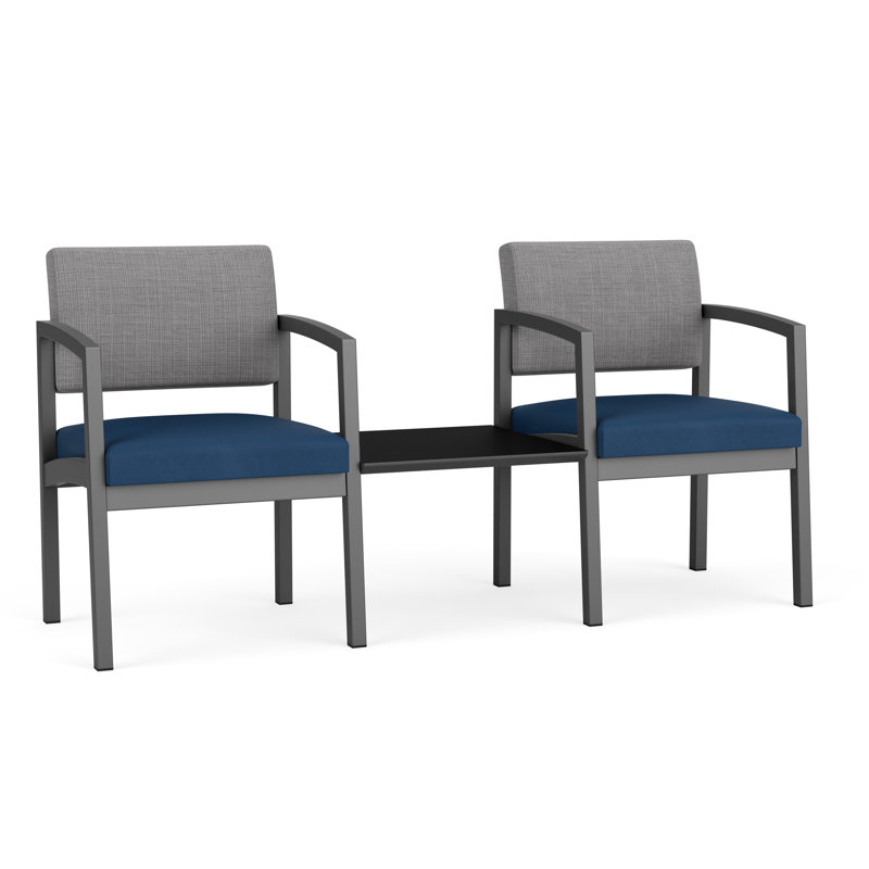 Structure en tandem 2 places avec table centrale Lenox, Gris anthracite, Midnight Black