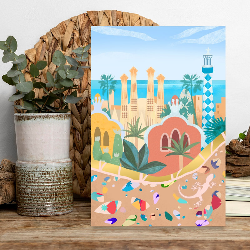 Barcelona Colorful Abstract Architecture Beach Wall Art Print 1 Piece Wrapped Canvas Wall Art, 45.72cm H x 30.48cm W