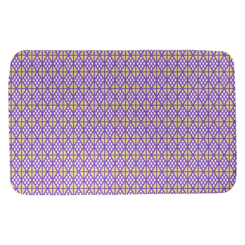 Tapis pour salle de bain diamants Leffel, l 17 po x L 24 po, Mauve / Jaune