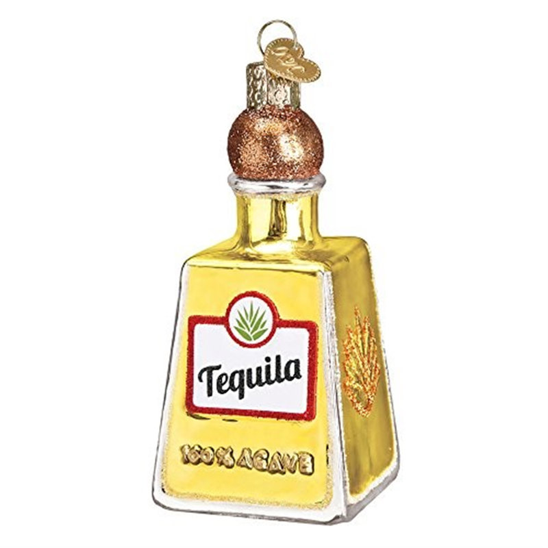 Ornement de Noël en verre soufflé Old World pour arbre de Noël, bouteille de tequila