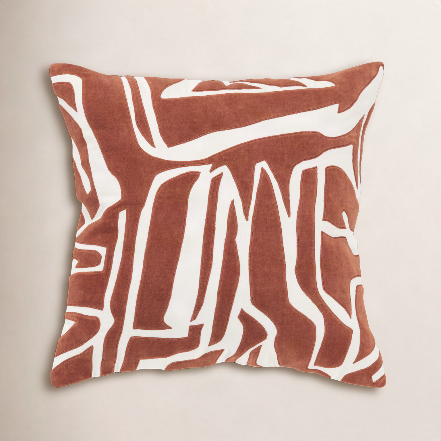Haslet 20" x 20" Cotton Throw Pillow, Ivory/Terracotta