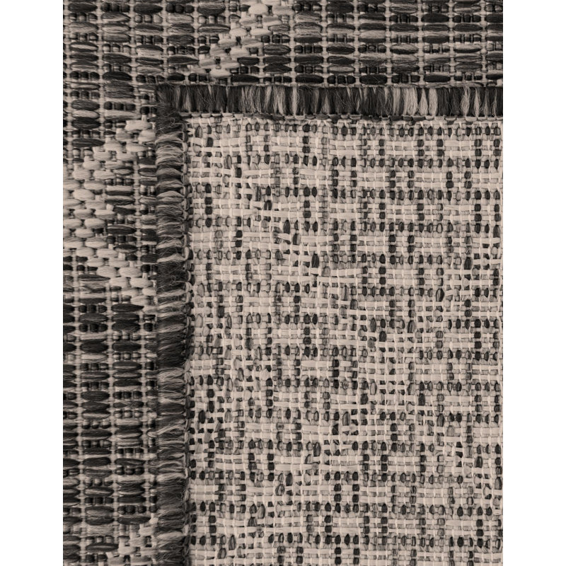 Leyla Southwestern Charcoal Indoor/Outdoor Area Rug, Rectangle 7'10" x 10'