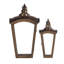 Lanterne de remise en bois et métal, 2 pièces, marron, style classique.