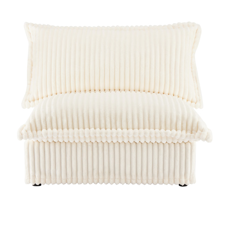 Koala Armless Sofa, Cream Corduroy