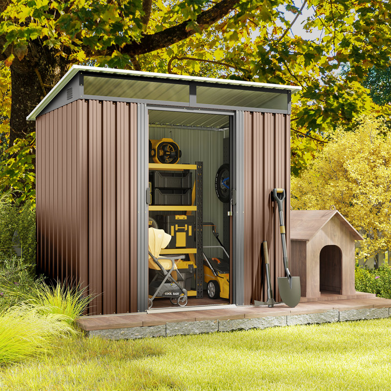  Sliding Doors 6 ft. W x 4 ft. D Metal Storage Shed