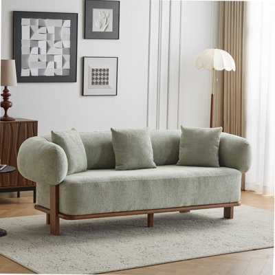 Round Arm Curved Sofa-Light Green