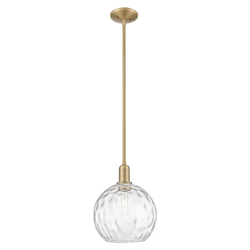 Mini-luminaire suspendu 1 lumière Arcadia - Sevier, Laiton brossé, H 8,75 po x l 10 po x P 10 po